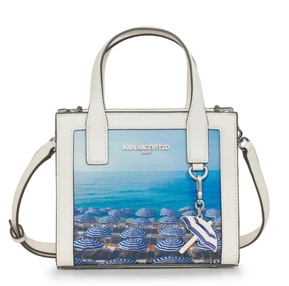 🔹️ Karl Lagerfeld 🔹️Paris  White  Nouveau medium leather Satchel Bag ✨️🤍 - Picture 1 of 7
